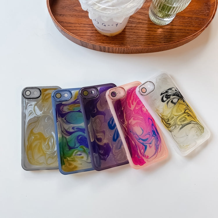 For iPhone SE 2022/2020 / 8 / 7 Oil Painting Electroplating TPU Phone Case(Pink)