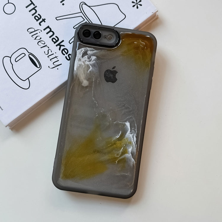 For iPhone 8 Plus / 7 Plus Oil Painting Electroplating TPU Phone Case(Grey)