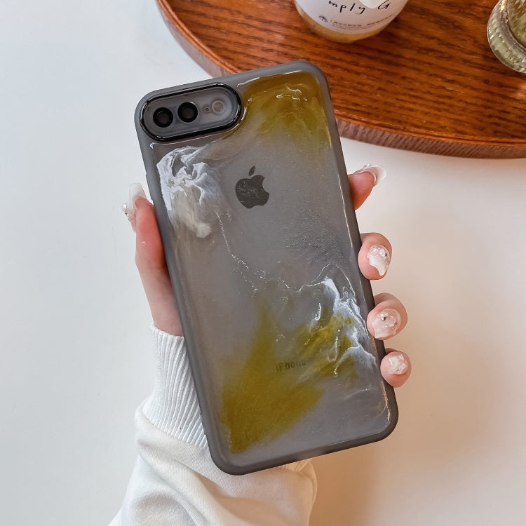 For iPhone 8 Plus / 7 Plus Oil Painting Electroplating TPU Phone Case(Grey)