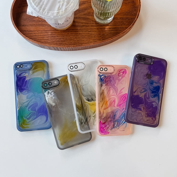 For iPhone 8 Plus / 7 Plus Oil Painting Electroplating TPU Phone Case(Grey)