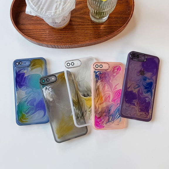 For iPhone 8 Plus / 7 Plus Oil Painting Electroplating TPU Phone Case(Grey)
