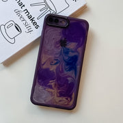 For iPhone 8 Plus / 7 Plus Oil Painting Electroplating TPU Phone Case(Purple)