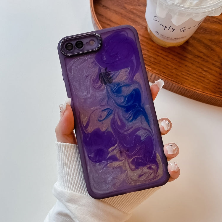 For iPhone 8 Plus / 7 Plus Oil Painting Electroplating TPU Phone Case(Purple)