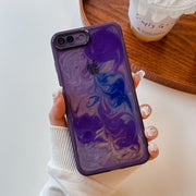 For iPhone 8 Plus / 7 Plus Oil Painting Electroplating TPU Phone Case(Purple)