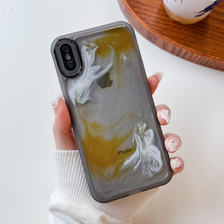 For iPhone X / XS Oil Painting Electroplating TPU Phone Case(Grey)