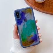 For iPhone X / XS Oil Painting Electroplating TPU Phone Case(Blue)
