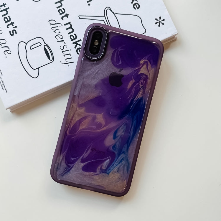 For iPhone XS Max Oil Painting Electroplating TPU Phone Case(Purple)