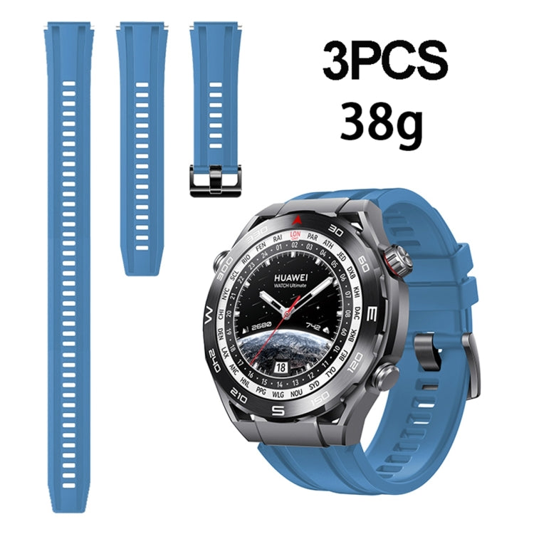 3pcs Longer Style For Huawei Watch Ultimate Silicone Replacement Watch Band(Navy Blue)
