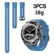 3pcs Longer Style For Huawei Watch Ultimate Silicone Replacement Watch Band(Navy Blue)