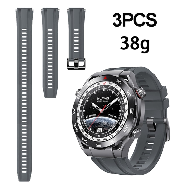 3pcs Longer Style For Huawei Watch Ultimate Silicone Replacement Watch Band(Dark Grey)
