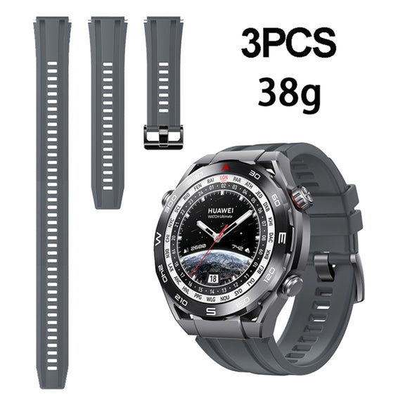 3pcs Longer Style For Huawei Watch Ultimate Silicone Replacement Watch Band(Dark Grey)