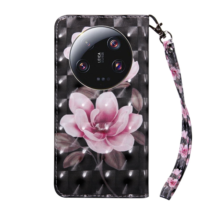 For Xiaomi 13 Ultra 3D Painted Pattern Leather Phone Case(Pink Flower)
