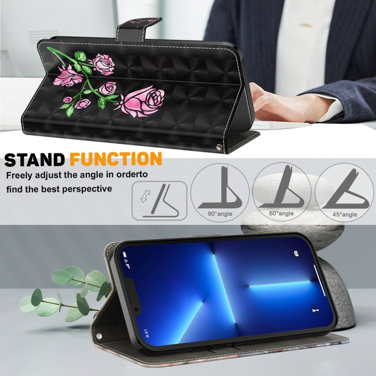 For Xiaomi 12 3D Painted Pattern Leather Phone Case(Rose)