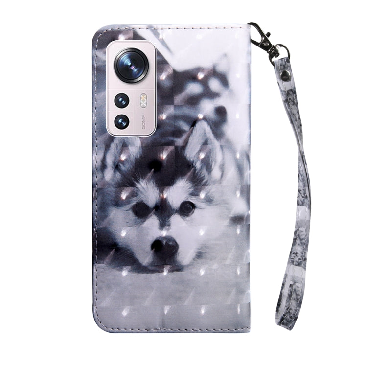 For Xiaomi 12 Pro 3D Painted Pattern Leather Phone Case(Husky)