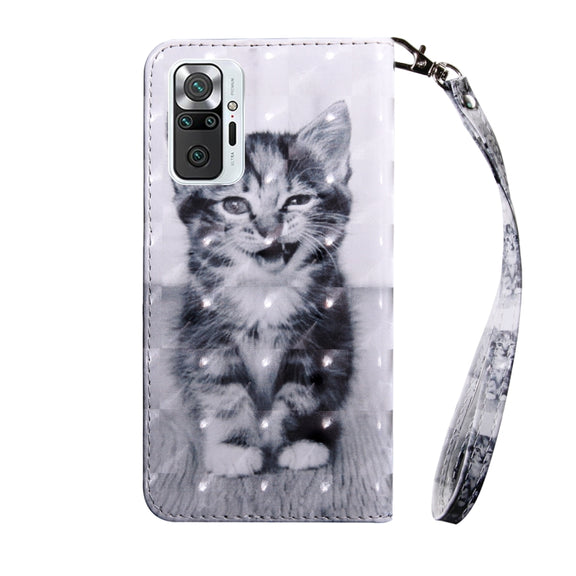 For Xiaomi Redmi Note 10 Pro 3D Painted Pattern Leather Phone Case(Smile Cat)