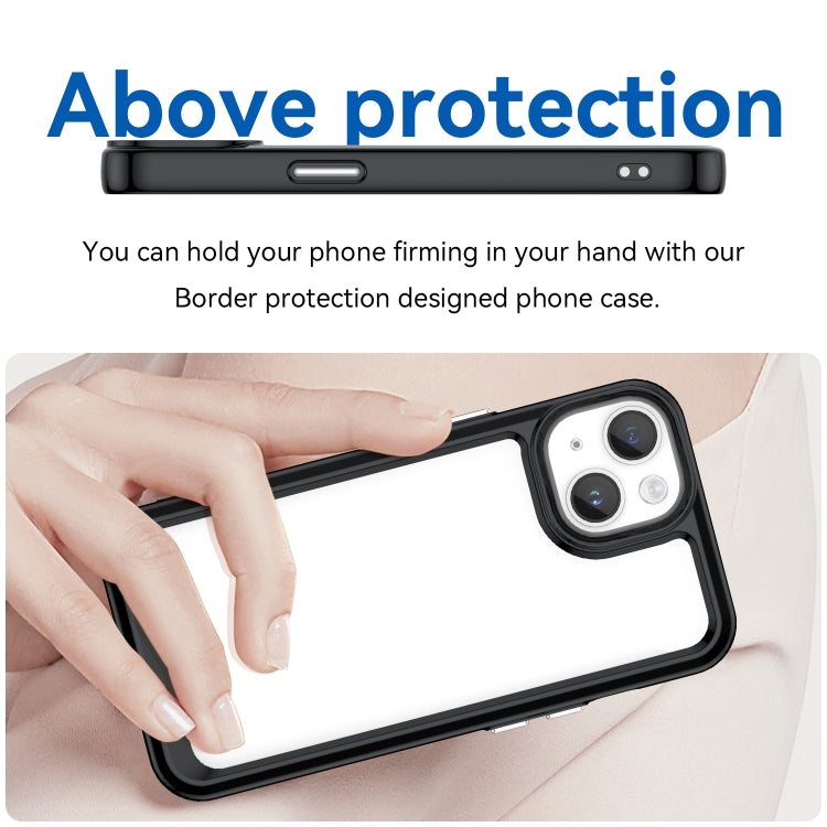 For iPhone 15 Colorful Series Acrylic + TPU Phone Case(Black)
