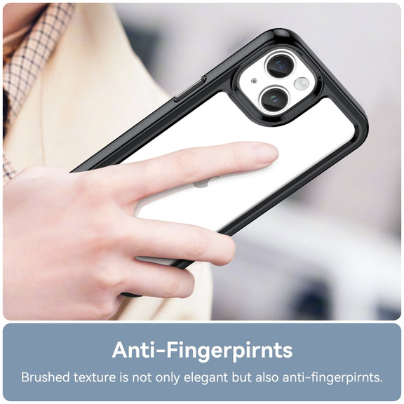 For iPhone 15 Colorful Series Acrylic + TPU Phone Case(Black)