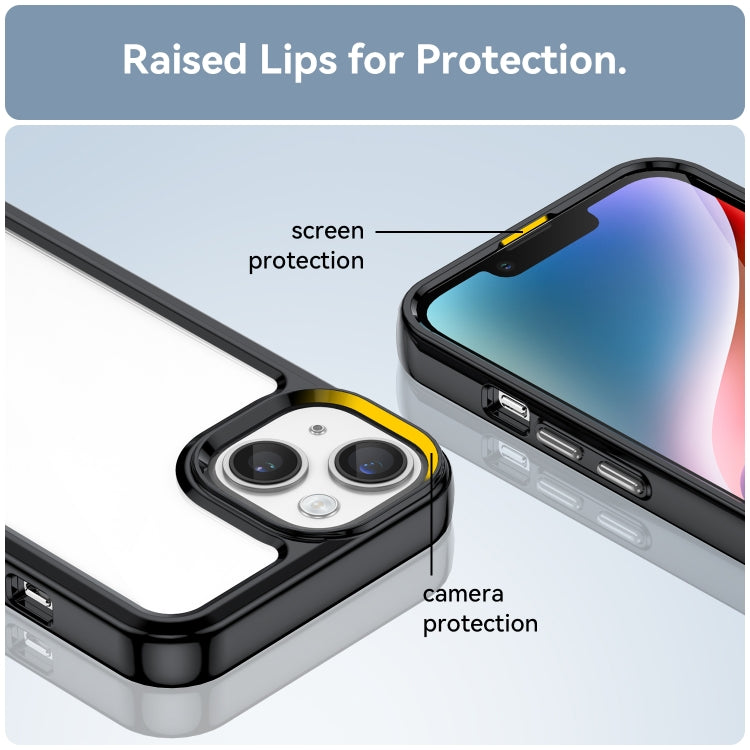 For iPhone 15 Colorful Series Acrylic + TPU Phone Case(Black)