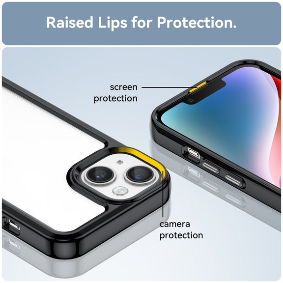 For iPhone 15 Colorful Series Acrylic + TPU Phone Case(Black)