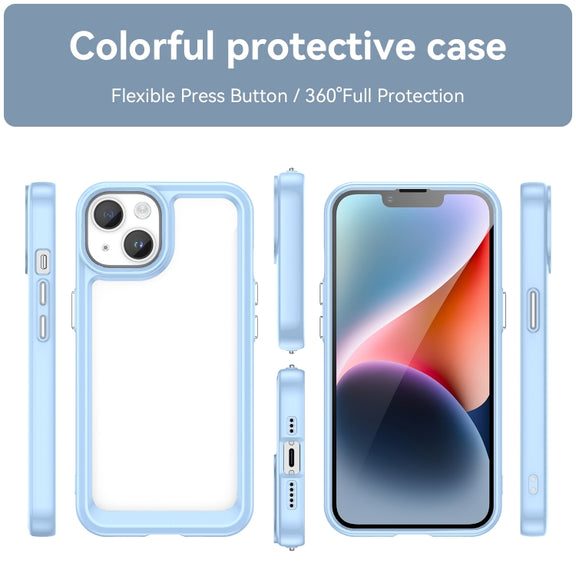 For iPhone 15 Colorful Series Acrylic + TPU Phone Case(Blue)