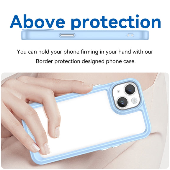 For iPhone 15 Colorful Series Acrylic + TPU Phone Case(Blue)