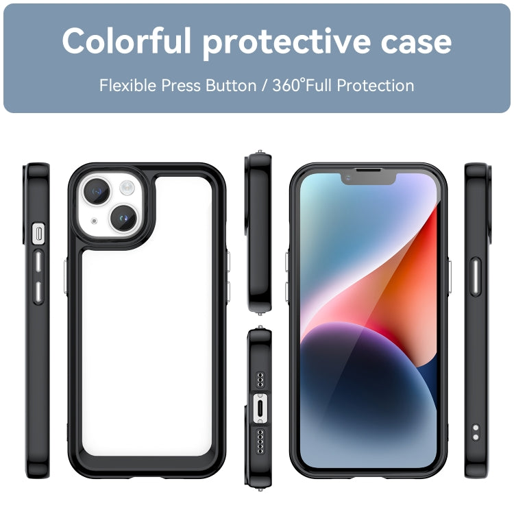 For iPhone 15 Plus Colorful Series Acrylic + TPU Phone Case(Black)