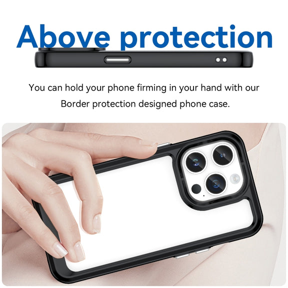 For iPhone 15 Pro Colorful Series Acrylic + TPU Phone Case(Black)