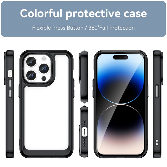 For iPhone 15 Pro Max Colorful Series Acrylic + TPU Phone Case(Black)