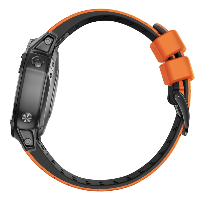 For Garmin Fenix 7 22mm Trapezoidal Quick Release Silicone Watch Band(Orange Black)