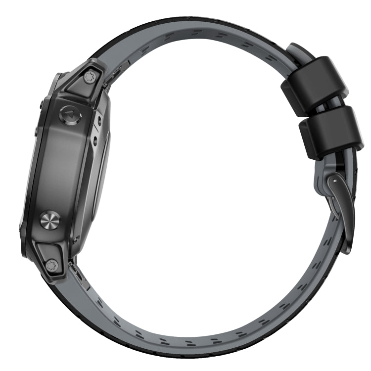 For Garmin Fenix 7 22mm Trapezoidal Quick Release Silicone Watch Band(Black Grey)