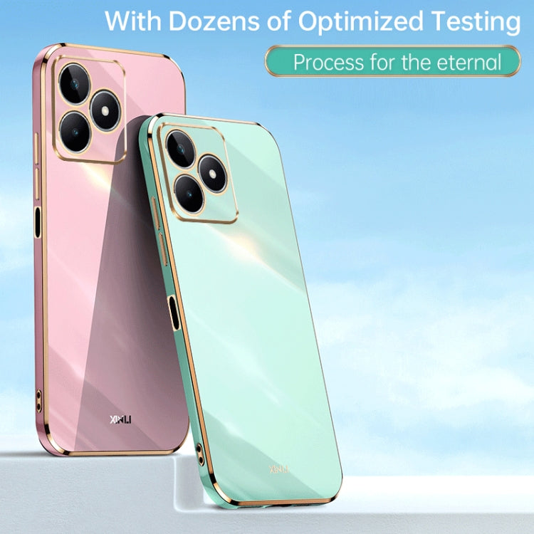 For Realme C53 2023 XINLI Straight 6D Plating Gold Edge TPU Phone Case(White)