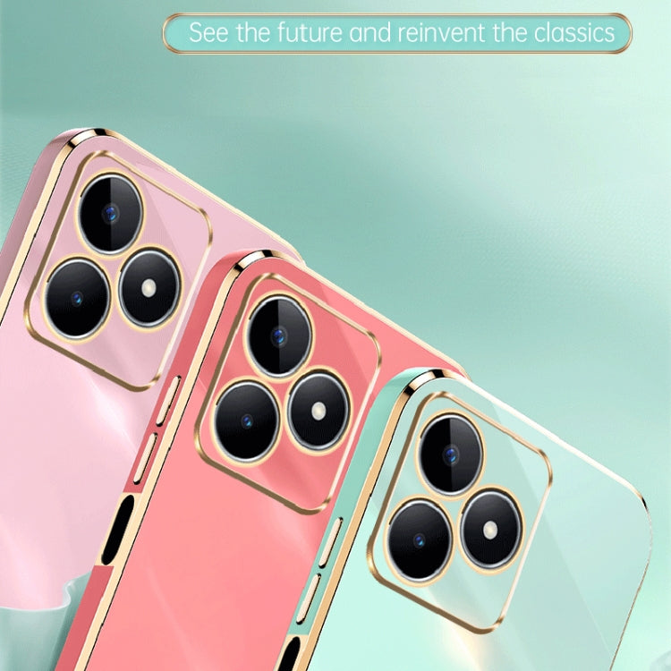 For Realme C53 2023 XINLI Straight 6D Plating Gold Edge TPU Phone Case(White)