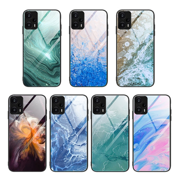 For Xiaomi Redmi Note 12 Turbo Marble Pattern Glass Protective Phone Case(Typhoon)