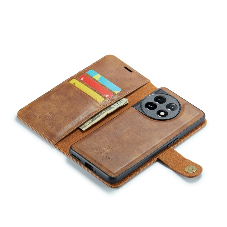 For OnePlus 11 DG.MING Crazy Horse Texture Detachable Magnetic Leather Case(Brown)