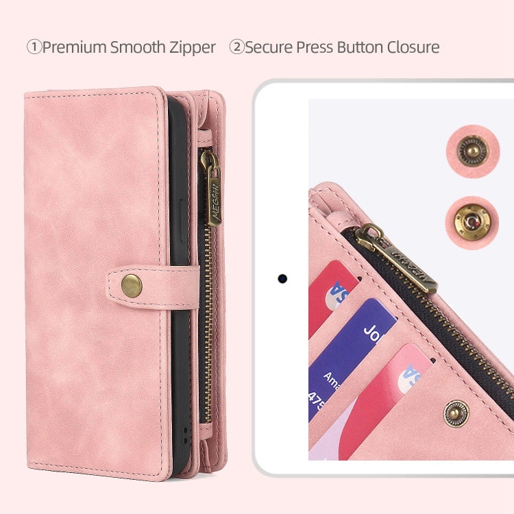 For Google Pixel 7 Zipper Wallet Detachable Magnetic Leather Phone Case(Pink)