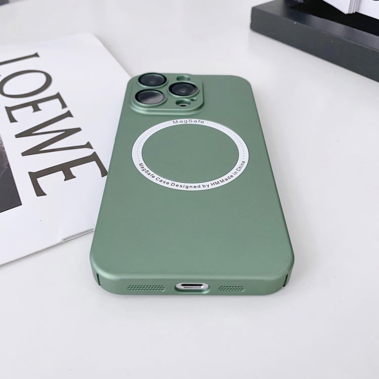 For iPhone 14 Plus Magsafe Magnetic PC Shockproof Phone Case With Camera Lens(Blue)