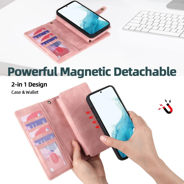 For Samsung Galaxy S20 FE Zipper Wallet Magnetic Detachable Leather Phone Case(Pink)