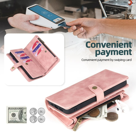 For Samsung Galaxy S20 FE Zipper Wallet Magnetic Detachable Leather Phone Case(Pink)