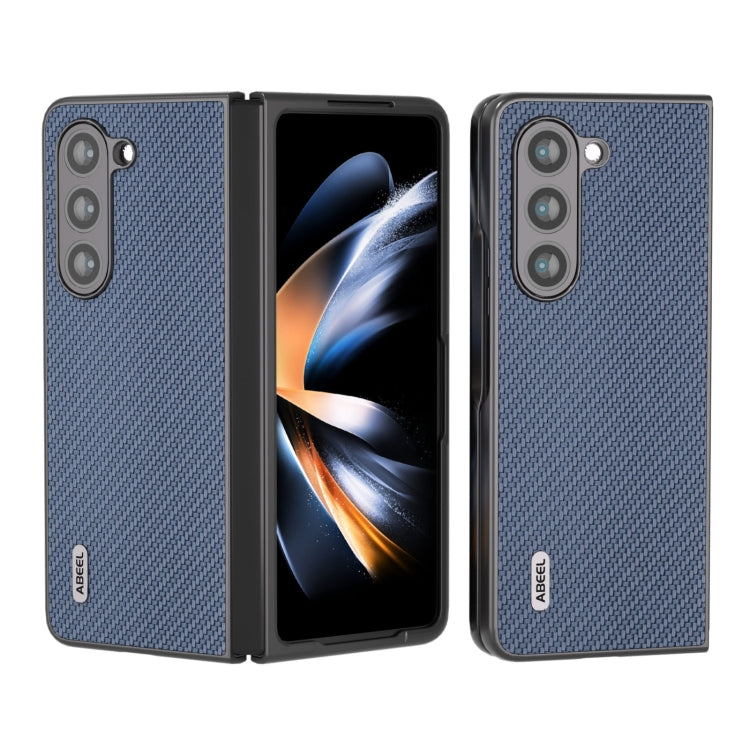 For Samsung Galaxy Z Fold5 ABEEL Carbon Fiber Texture Protective Phone Case(Light Blue)