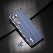 For Samsung Galaxy Z Fold5 ABEEL Carbon Fiber Texture Protective Phone Case(Light Blue)