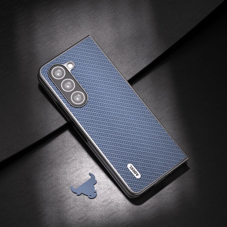 For Samsung Galaxy Z Fold5 ABEEL Carbon Fiber Texture Protective Phone Case(Light Blue)