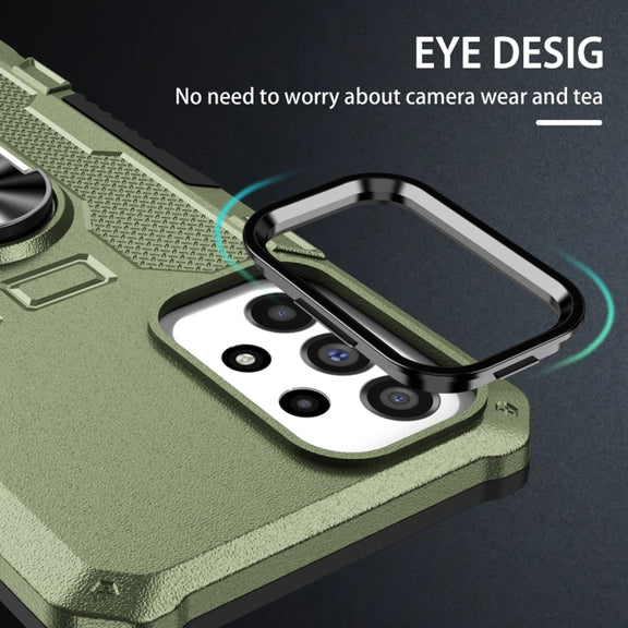 For Samsung Galaxy S23 5G Ring Holder Armor Hybrid Phone Case(Green)