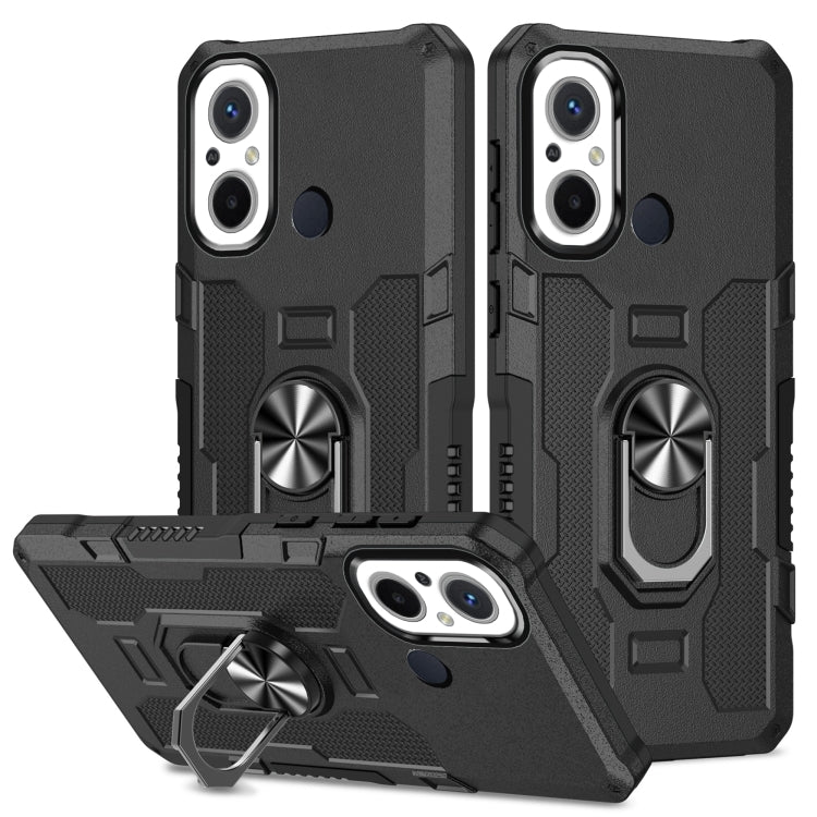 For Xiaomi Redmi 12C 4G Ring Holder Armor Hybrid Phone Case(Black)