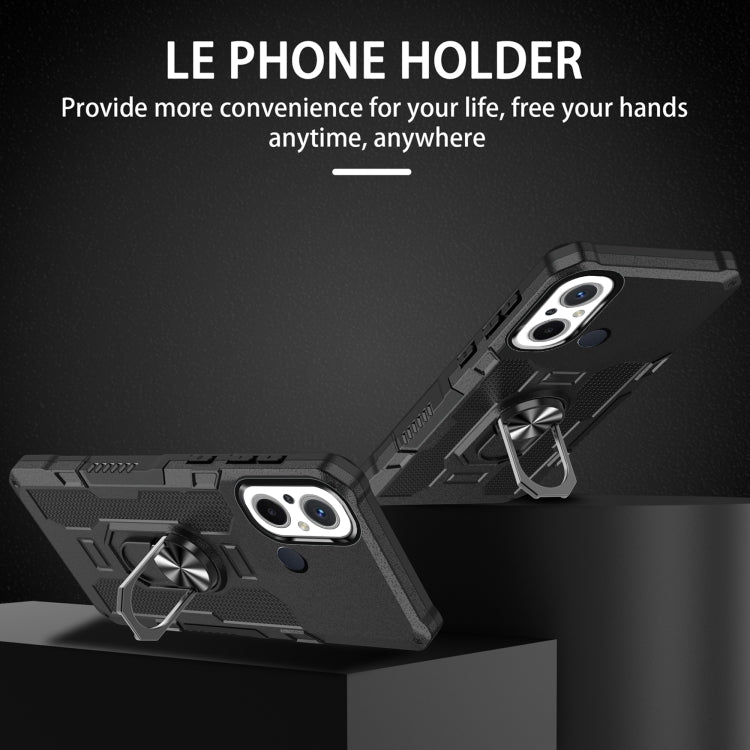 For Xiaomi Redmi 12C 4G Ring Holder Armor Hybrid Phone Case(Black)