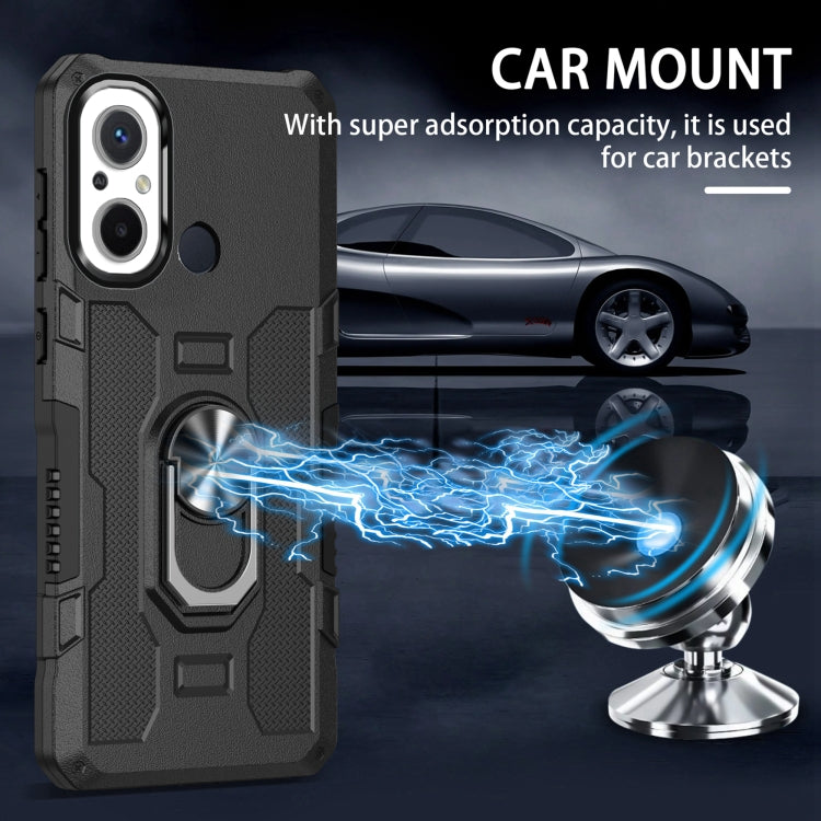 For Xiaomi Redmi 12C 4G Ring Holder Armor Hybrid Phone Case(Black)