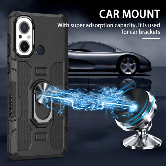 For Xiaomi Redmi 12C 4G Ring Holder Armor Hybrid Phone Case(Black)