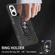 For Xiaomi Redmi 12C 4G Ring Holder Armor Hybrid Phone Case(Black)