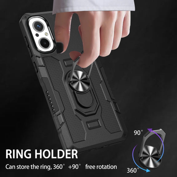For Xiaomi Redmi 12C 4G Ring Holder Armor Hybrid Phone Case(Black)