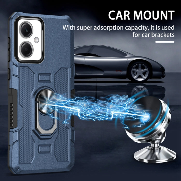 For Xiaomi Redmi Note 12 5G Global / Poco X5 Ring Holder Armor Hybrid Phone Case(Blue)