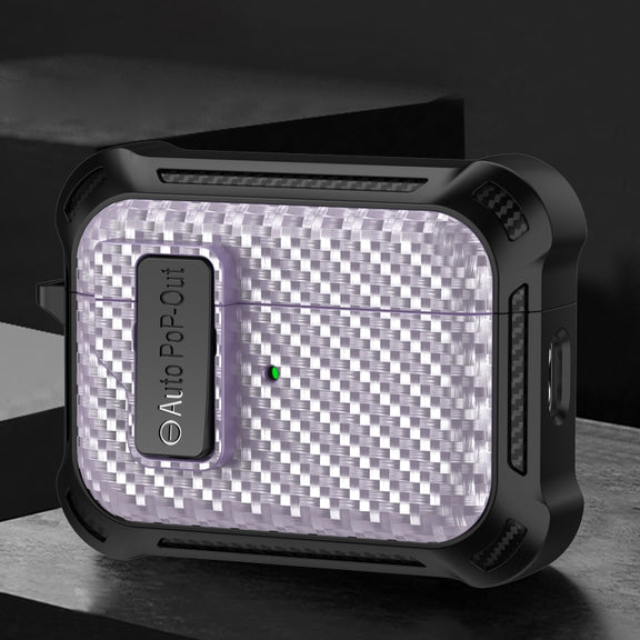 For AirPods 3 Alpha Carbon Fiber Wireless Bluetooth Earphone Protective Case(Purple)